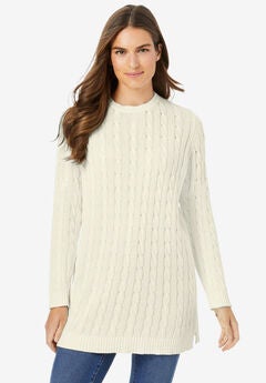 Cable Knit Pullover Crewneck Sweater