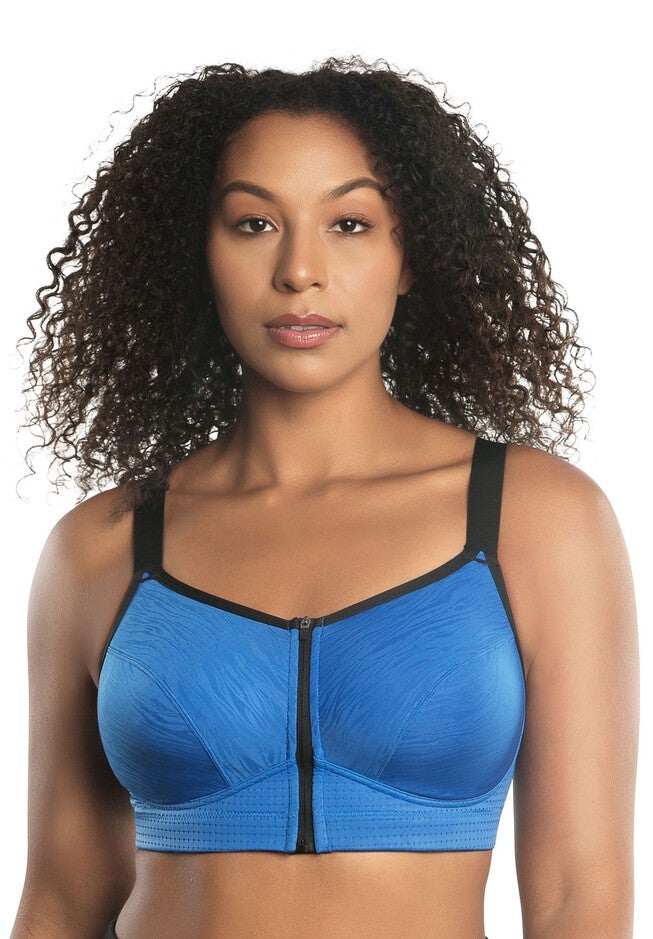 Wave Front Zipper Sports Bra, NAUTICAL BLUE, hi-res image number 0