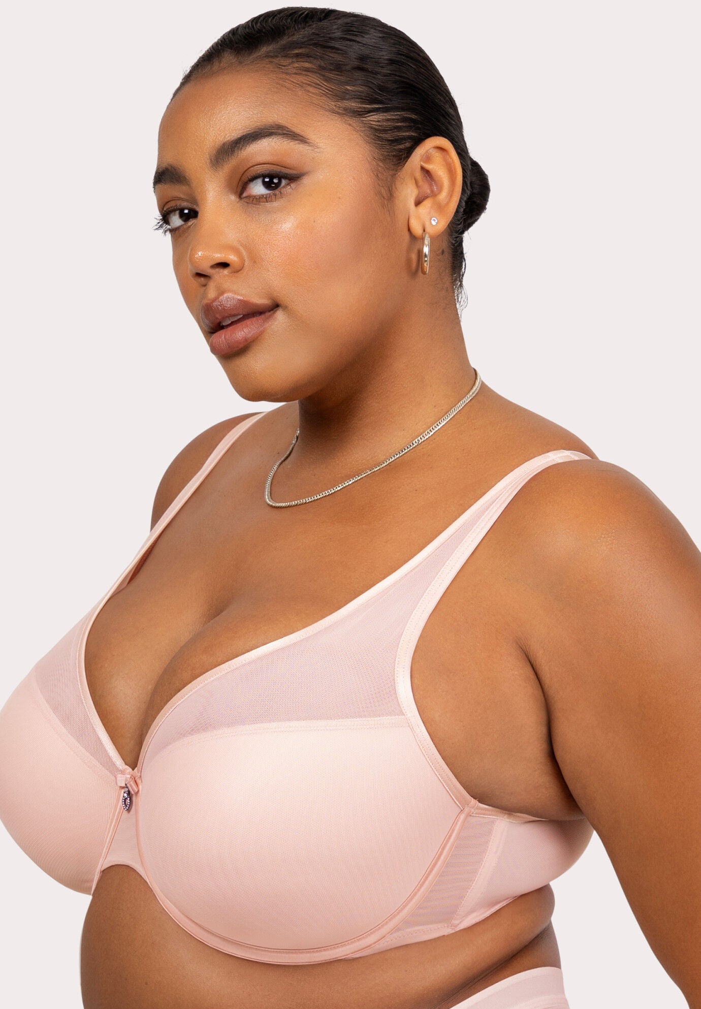 Sheer Mesh Plunge T-shirt Bra, BLUSHING ROSE, alternate image number 2
