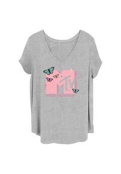 Mtv Sparkles Butterflies V-Neck T-Shirt