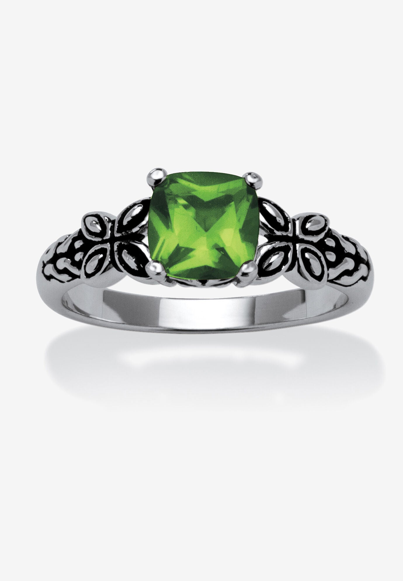 Cushion-Cut Birthstone Ring In Sterling Silver, AUGUST, hi-res image number 0