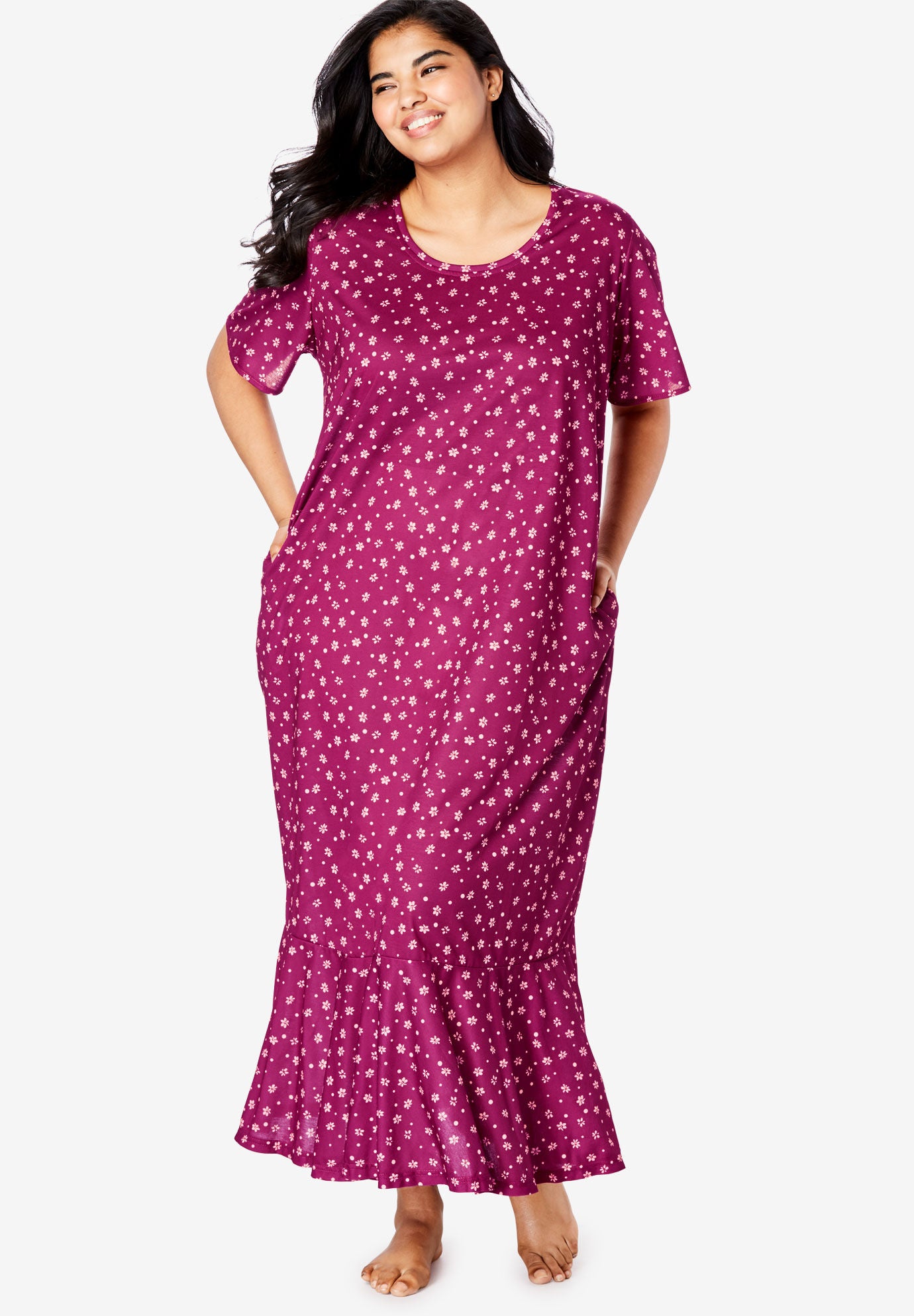 woman within flannel nightgown