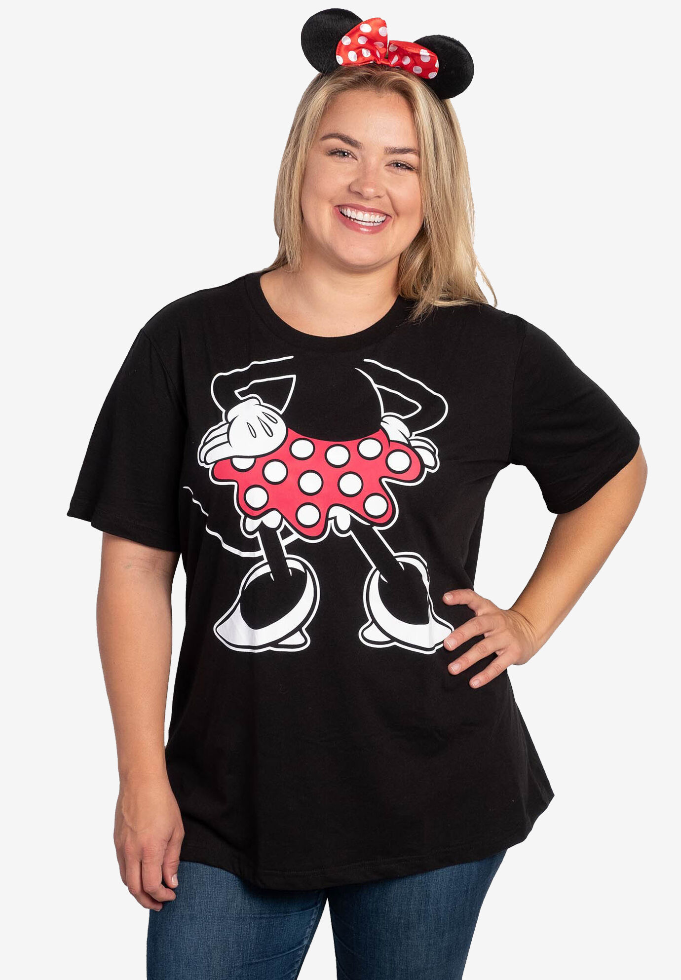 Black Disney Classic Minnie Mouse SURPRISE Womens Pajama T Shirt Top 