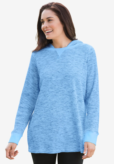 Knit Thermal Hoodie., FRENCH BLUE MARLED, hi-res image number null