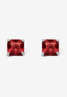 Sterling Silver Stud Princess Cut Simulated Birthstone Stud Earrings, JULY, hi-res image number null