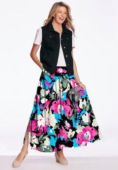 Pull-On Elastic Waist Soft Maxi Skirt