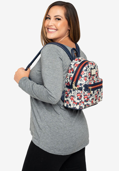 Loungefly x Disney Mickey & Minnie Mini Backpack Handbag All-Over Print Navy, , alternate image number null