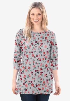 Perfect Printed Long-Sleeve Crewneck Tee