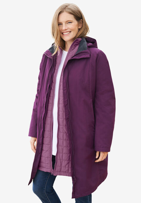 3-in-1 Hooded Taslon® Jacket | Woman Within
