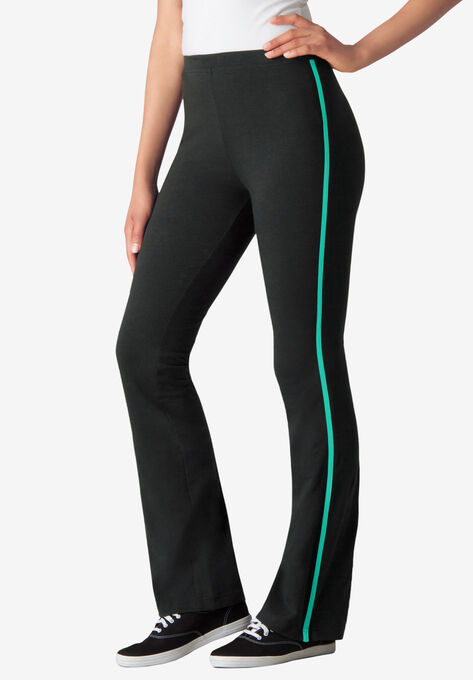 Stretch Cotton Side-Stripe Bootcut Pant, BLACK PRETTY JADE, hi-res image number null