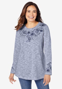 Floral Embroidered Sweatshirt Tee