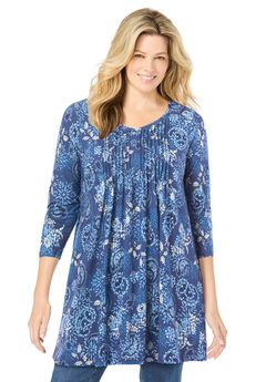 V-Neck Pintucked Tunic