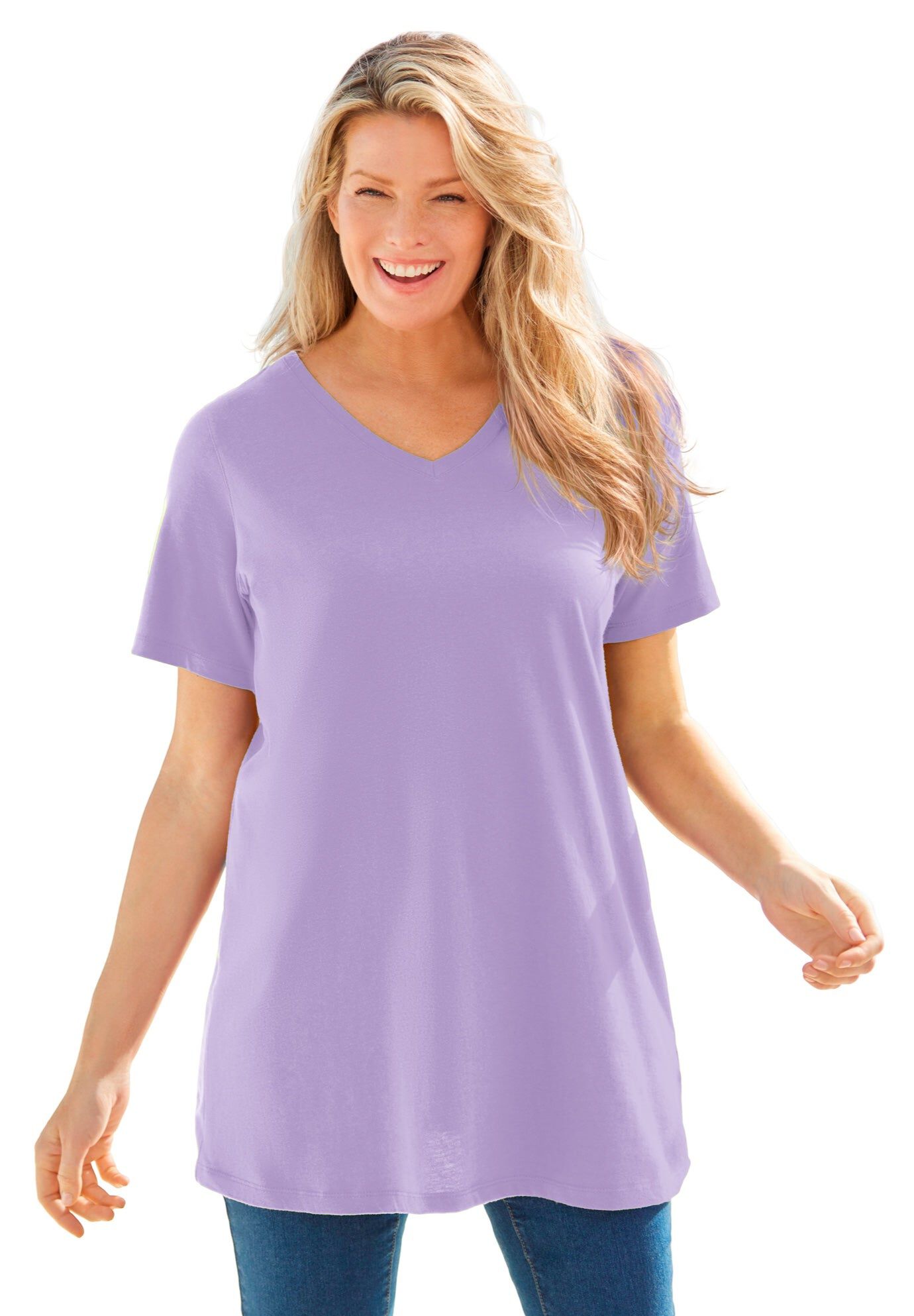 Woman Within Plus Size Perfect Short-Sleeve V-Neck Tunic - Picture 62 of 71