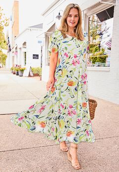 Short-Sleeve Crinkle Dress