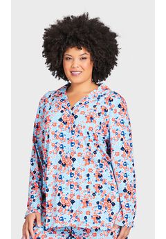 Button Print Sleep Top