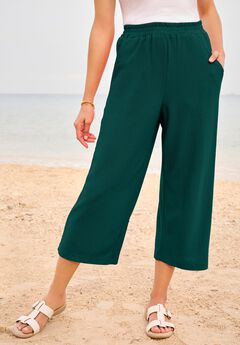 Wide-Leg Texture Knit Capri