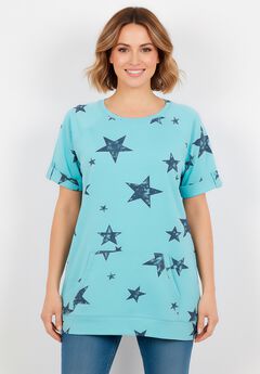 Plus Size Blue Graphic Tees