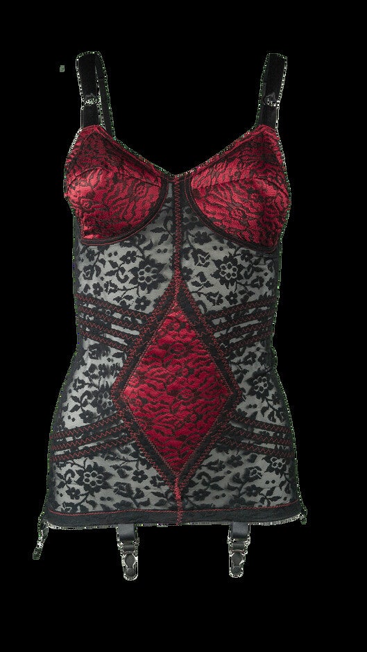 Body Briefer Open Bottom with Garters, BLACK, alternate image number 2