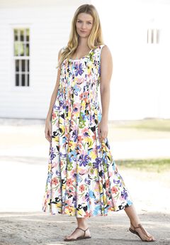 Pintucked Sleeveless Dress
