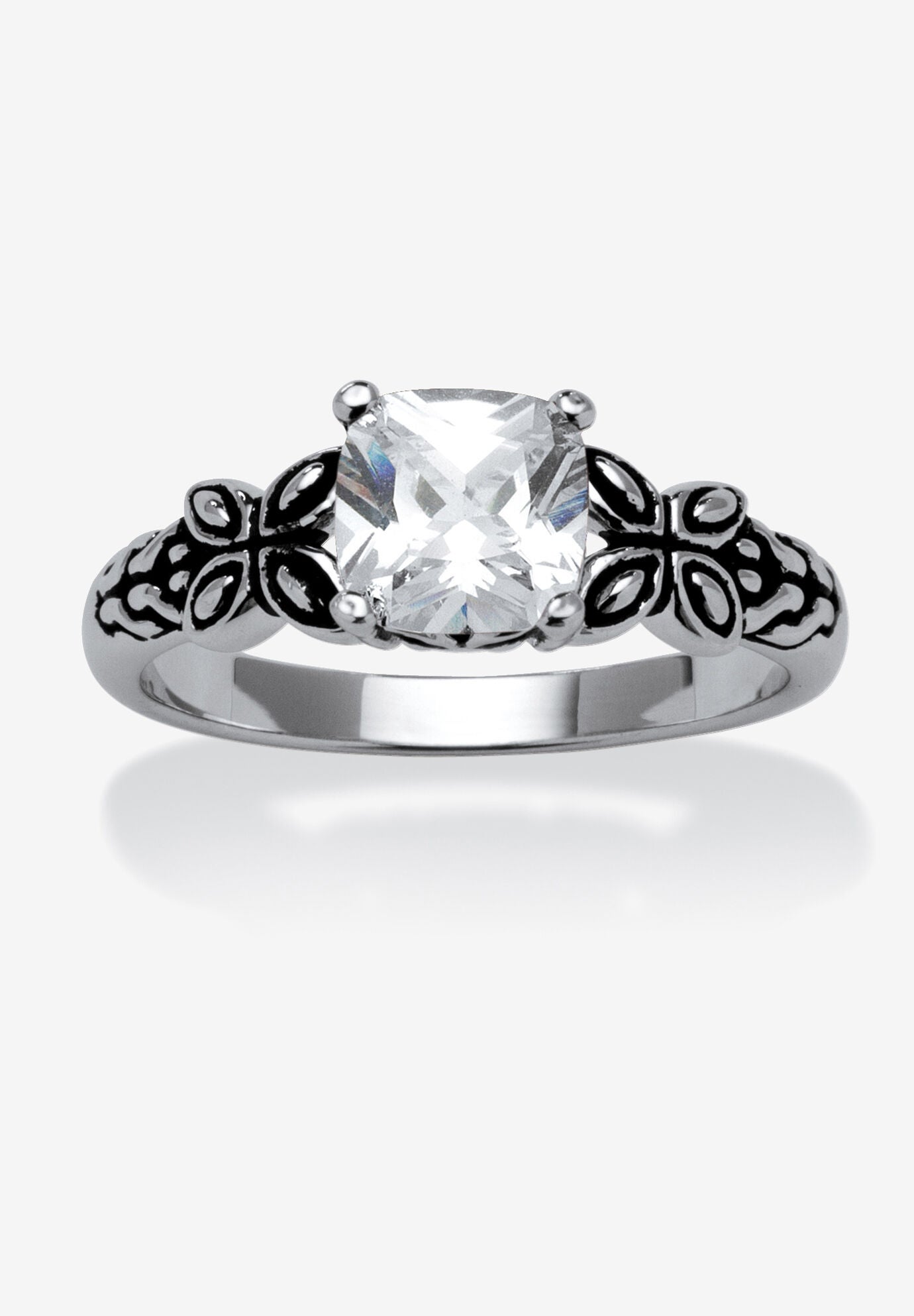 Cushion-Cut Birthstone Ring In Sterling Silver, APRIL, hi-res image number 0