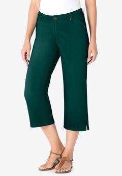 Stretch Denim Five-Pocket Capri Jeans