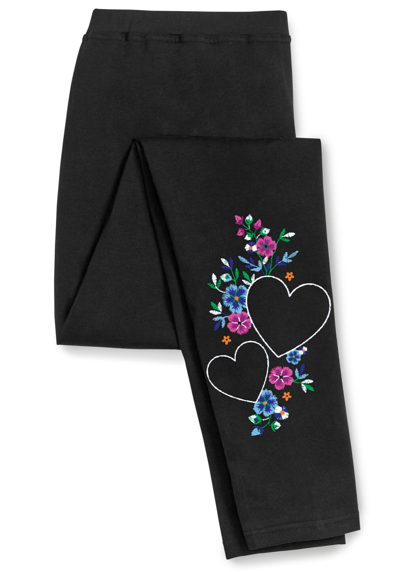 Stretch-Cotton Knit Pull-On Embroidered Leggings, , alternate image number 5