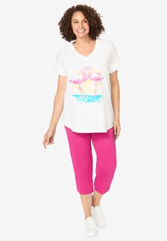 Two-Piece V-Neck Tunic & Capri Set