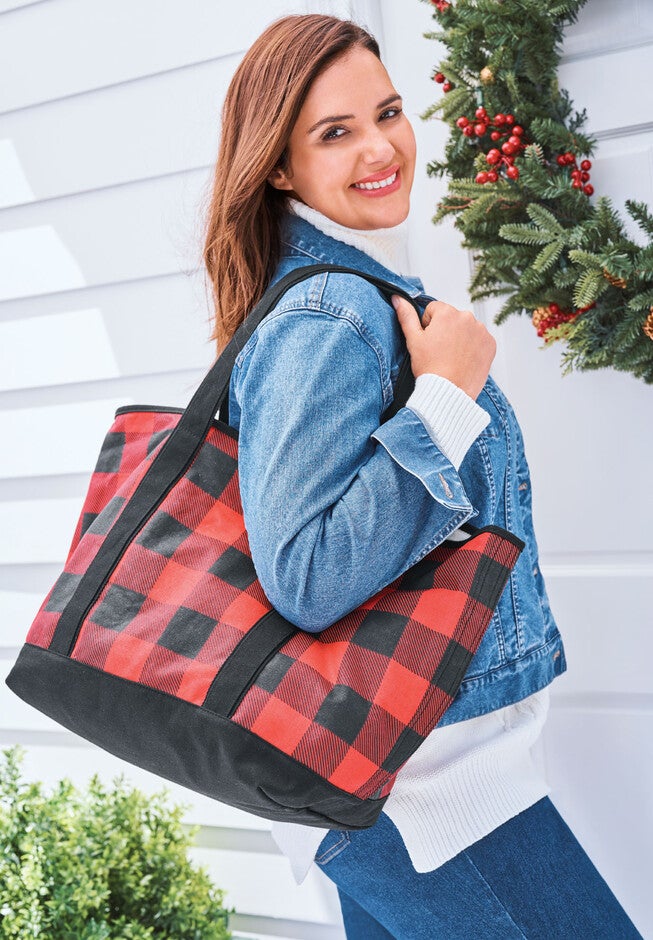 Plaid Canvas Tote, , alternate image number 1