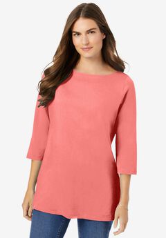 Perfect Three-Quarter Sleeve Boatneck Tee