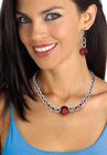 Silver Tone Collar Necklace and Earring Set, Simulated Birthstone, , alternate image number null