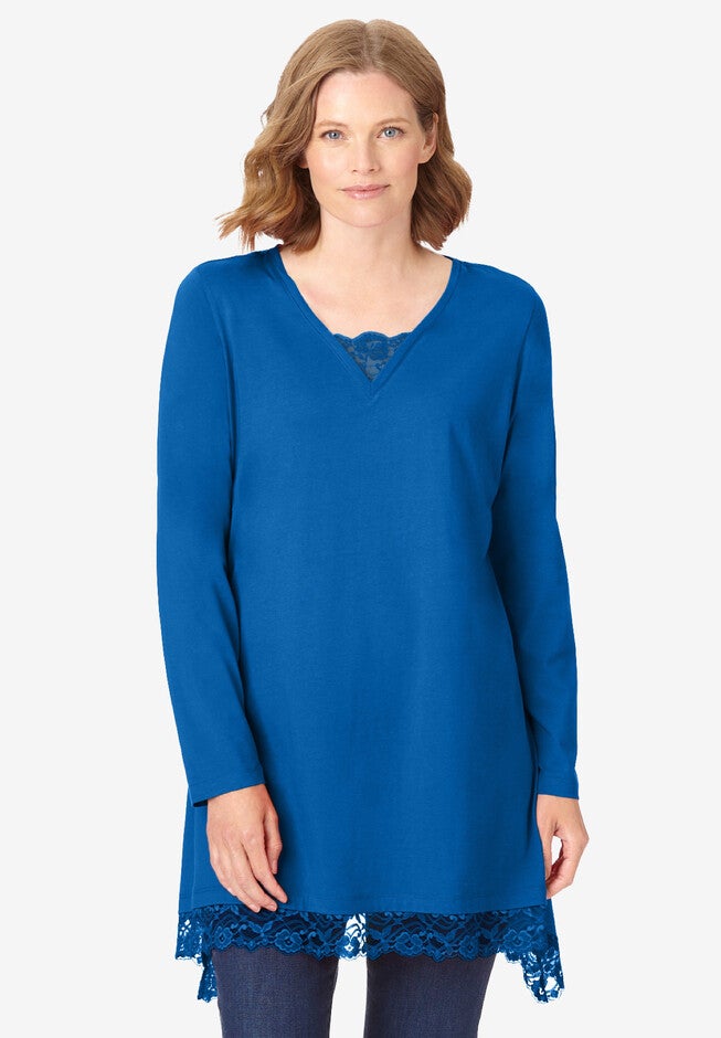 Sharkbite Lace Trim Tunic, DEEP COBALT, hi-res image number null