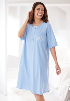 Satin Trim Cotton Sleepshirt