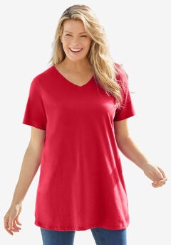 Perfect Short-Sleeve V-Neck Tunic