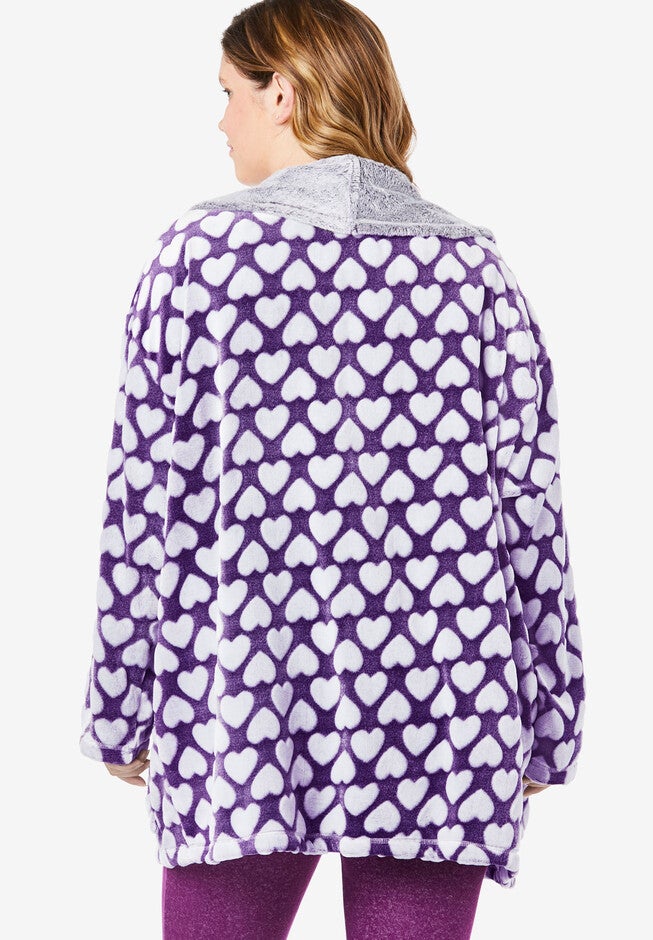 Heart Embossed Sherpa Lounge Jacket, , on-hover image number null