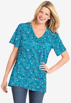 Perfect Printed Short-Sleeve V-Neck Tee
