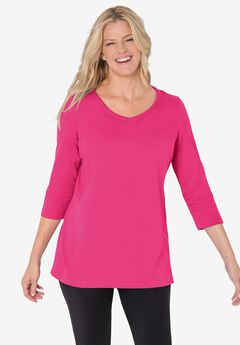 Perfect Three-Quarter Sleeve V-Neck Tee