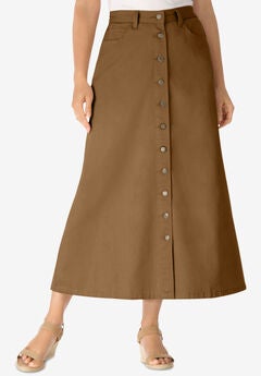Perfect Cotton Button Front Denim Skirt