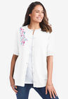 Perfect Elbow-Length Sleeve Cardigan, WHITE FLOWER EMBROIDERY, hi-res image number null