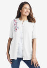Perfect Elbow-Length Sleeve Cardigan, WHITE FLOWER EMBROIDERY, hi-res image number null