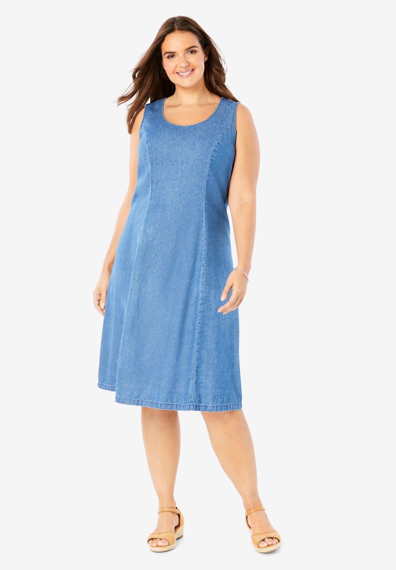 woman within denim dress