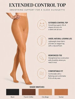 Silky Toes Control Top Ultra Soft Sheer Single Pair Tights