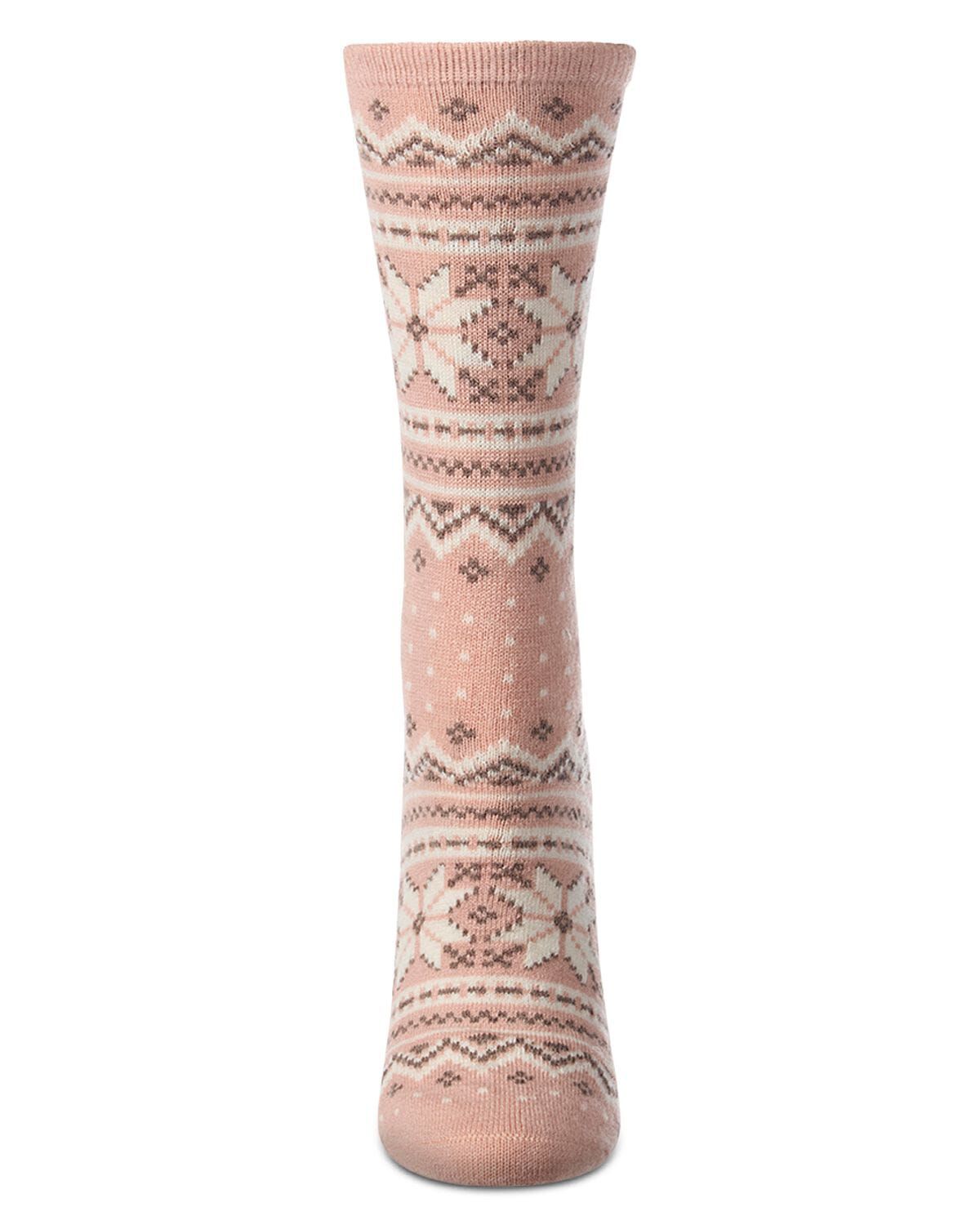 Women's Soft Fairisle Cashmere Blend Crew Socks, BLUSH, alternate image number 1