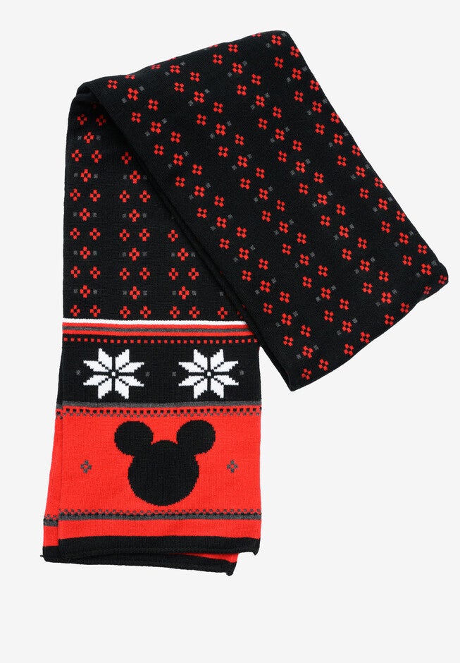 Disney Mickey Mouse 70 inches Knit Scarf Unisex Black & Red Set, , alternate image number 4
