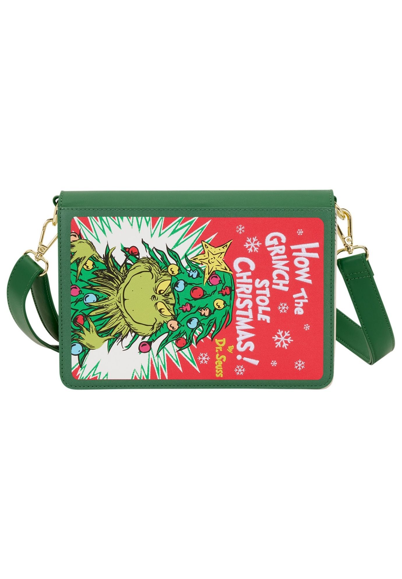 Loungefly x Dr. Seuss How the Grinch Stole Christmas! Holiday Color-In Crossbody Bag, GREEN, hi-res image number 0
