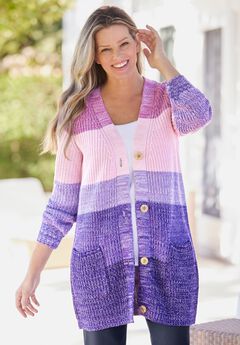 Ombre Shaker Cardigan Sweater