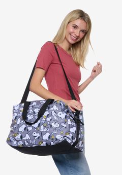 Peanuts Snoopy Duffel Bag Travel Weekender Carry-On Print Woodstock Gray