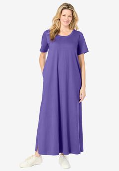 Perfect Short-Sleeve Scoopneck Maxi Tee Dress