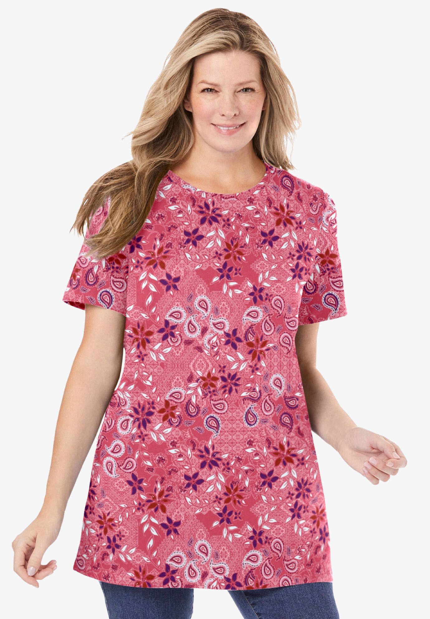 Perfect Printed Crewneck Tunic, , alternate image number 3