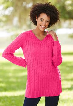 Cable Knit V-Neck Pullover Sweater