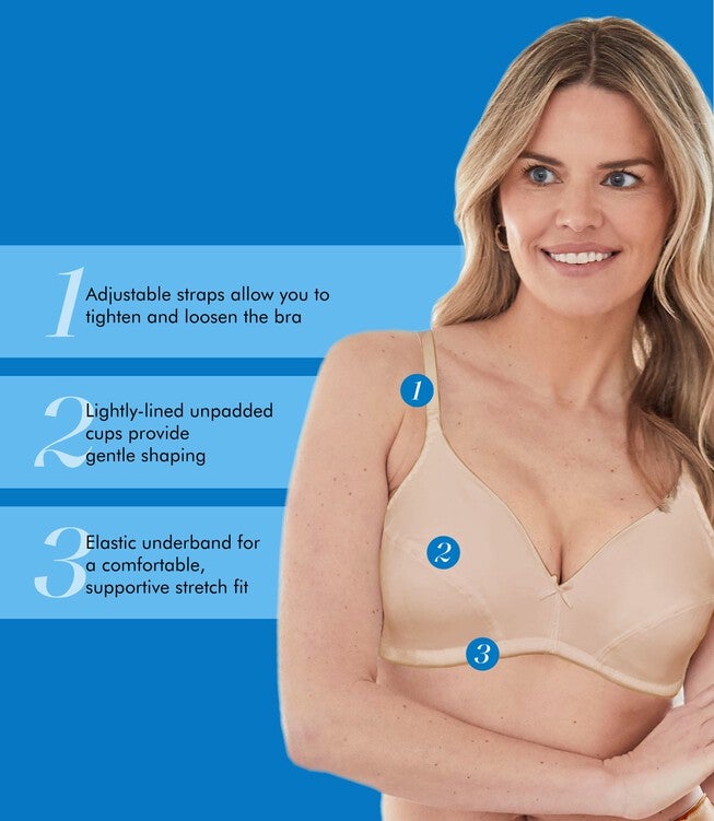 Bestform Cotton Wireless Bra with Lightly Lined Cups 2-Pack - 5006255, NUDE WHITE, alternate image number 5